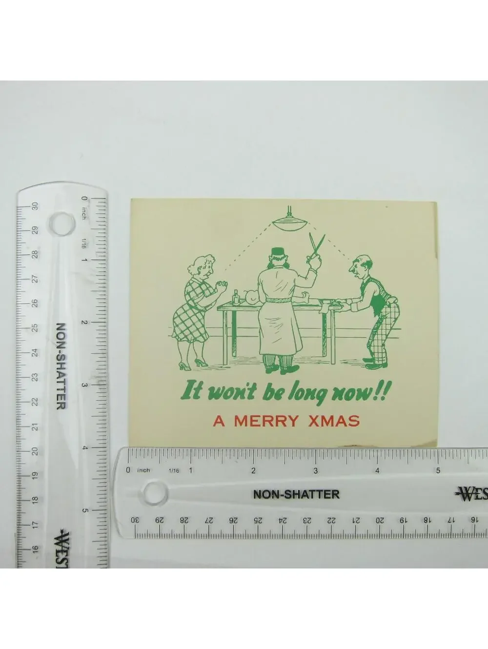 Christmas Card Comic Humor Baby Boy Circumcision Won't Be Long Risque Vintage